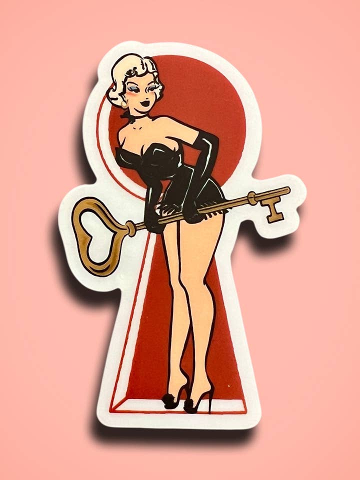 Clé de mon cœur - Autocollant transparent pour la vente par Mischief Made