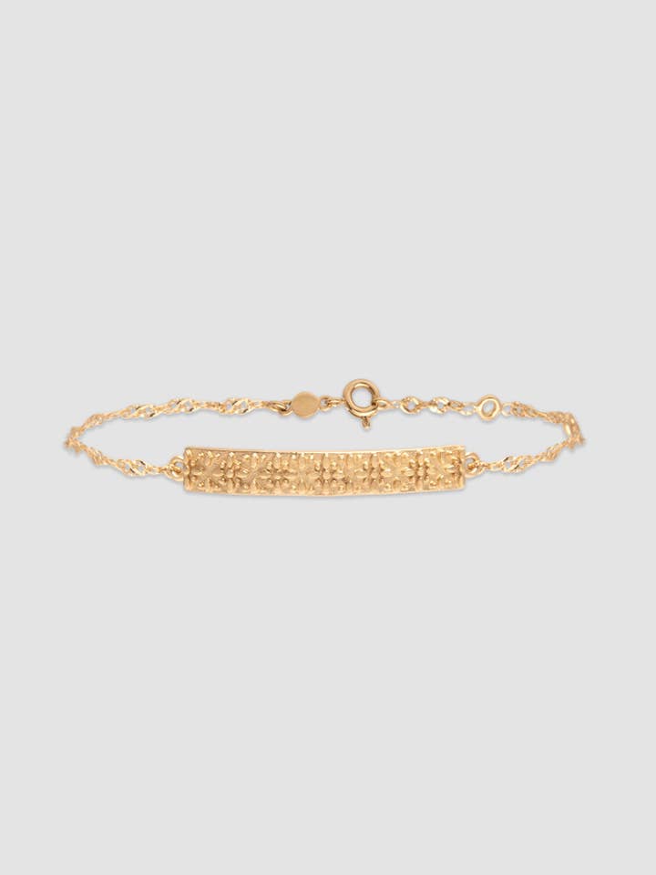 Cailia 14K Gold Filled Embossed Bar Bracelet for wholesale by Buvy Jewellery