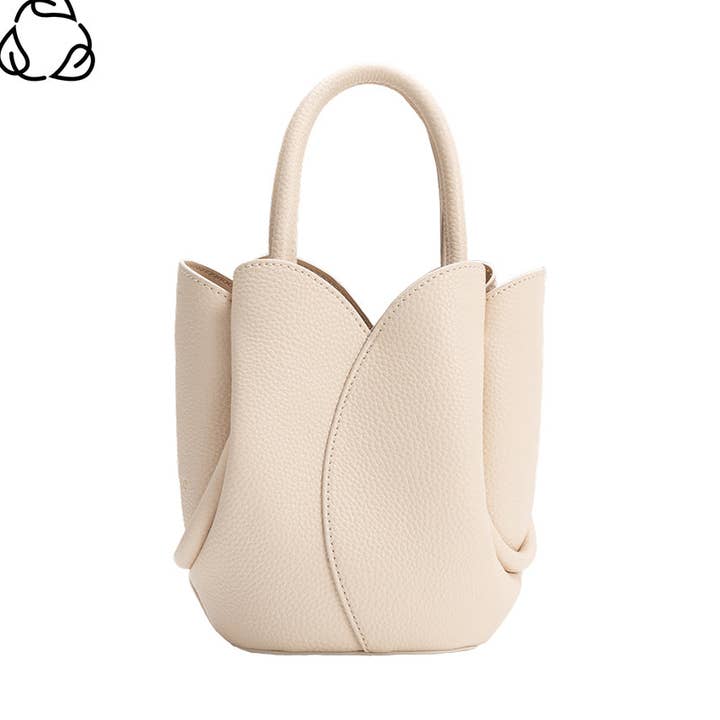 Borsa a Mano in Pelle Vegana Riciclata Tulip Mini Bone per la vendita all'ingrosso da parte di Melie Bianco