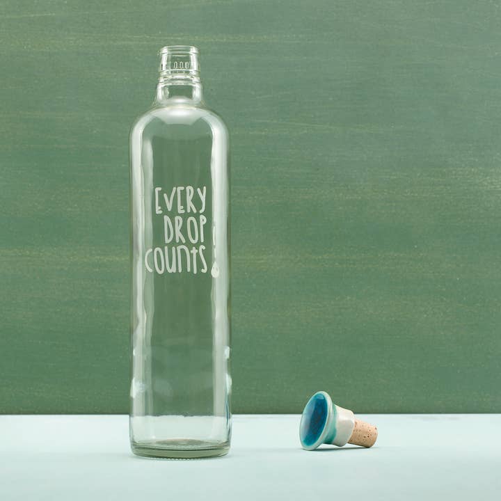Drop Glass Water Bottle with Ceramic Stopper for wholesale by ExpoBazaar