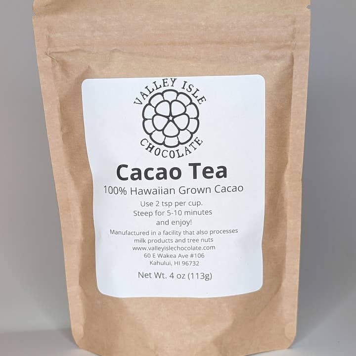 Large Cacao Tea 4oz Bag 10 Case for wholesale by Valley Isle Chocolate