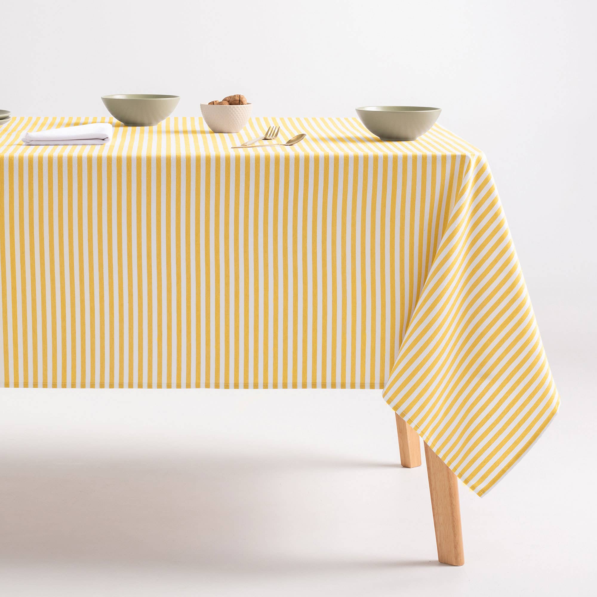 GAMUSI - Vente Nappes - Nappe anti-taches coton toucher tissu rayures ARENZA18