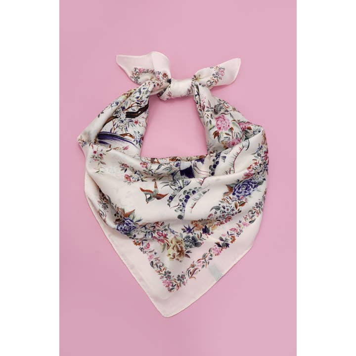 OFF WHITE LARGE FLORAL PRINT BANDANA SCARF | 40SC654 for wholesale on Faire