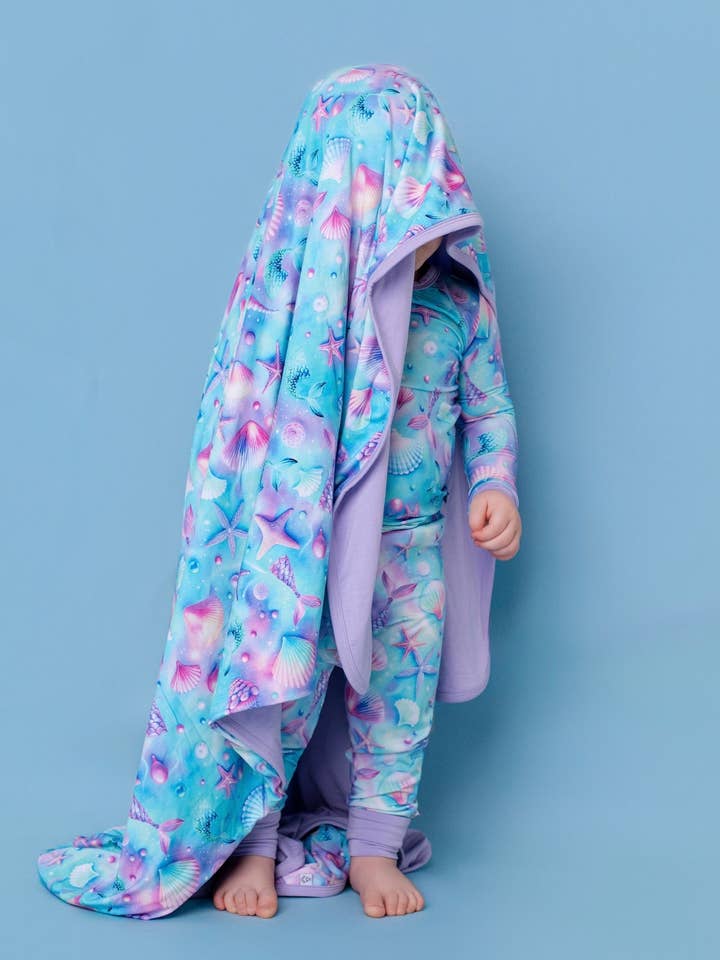 Little Popp Crew - Wholesale Bedding Blanket - Kids & Baby - Magical Mermaid Shells | Double Layer Bamboo Toddler Blanket4