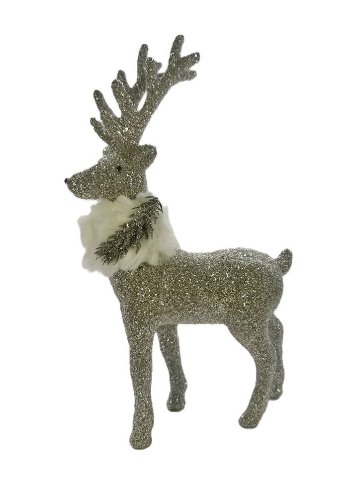Prancer with Pine Brooch Scarf - Silver, Charleston Fur for wholesale by Sherri's Designs