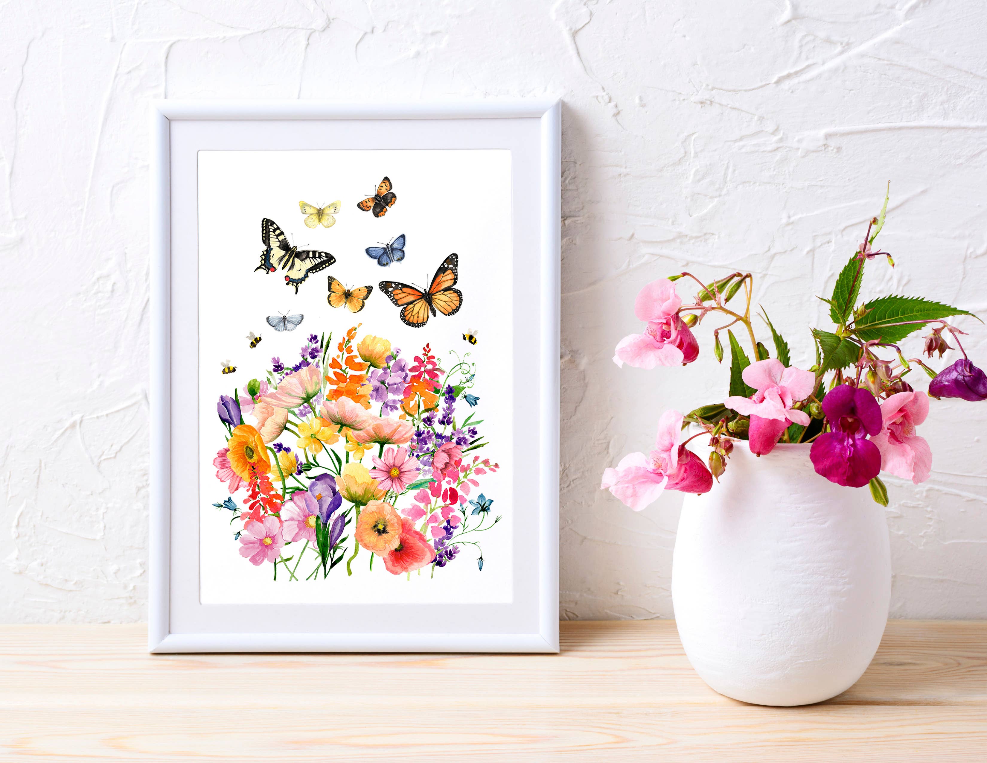 NorthHouse Creative Co. - Wholesale Art Print - Butterfly Florals Watercolor Painting Art Prints6