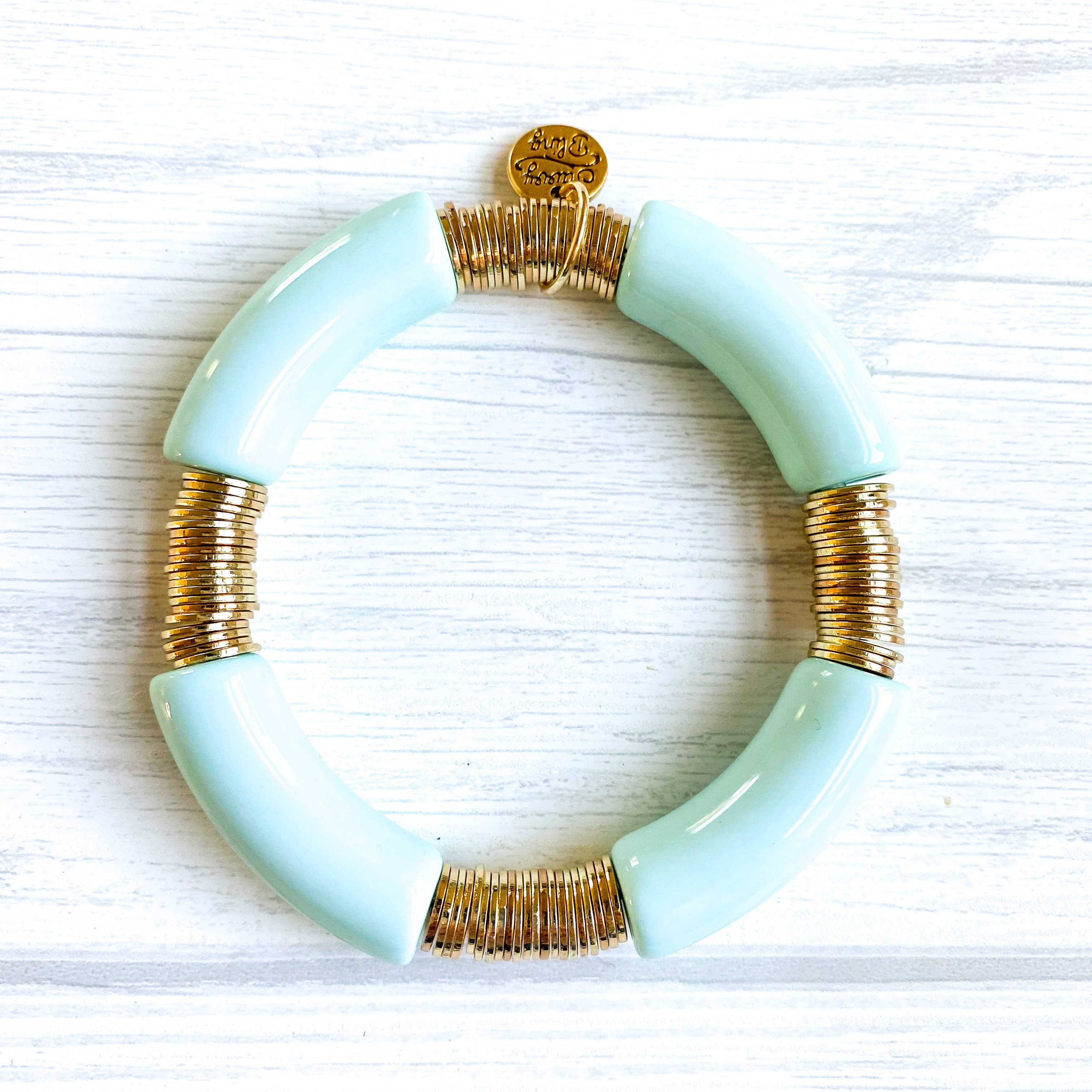 Savvy Bling - Vendita all'ingrosso Bracciale con perline - Tubo acrilico blu Tiffany chiaro bambù8