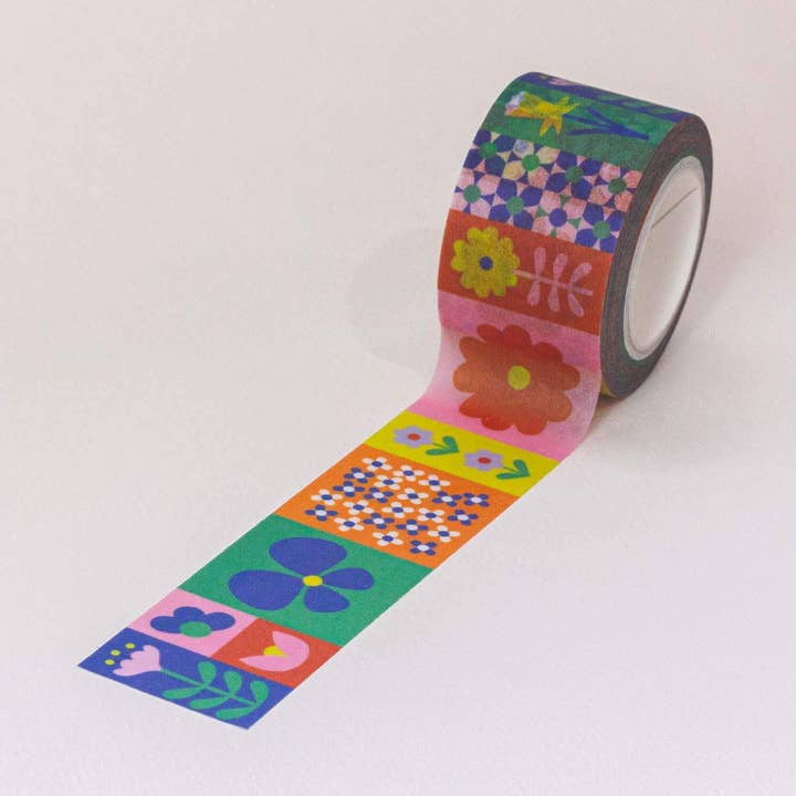 Flowerblock 25mm • Colorblock Flowers Wide Washi Tape for wholesale by My Darlin'