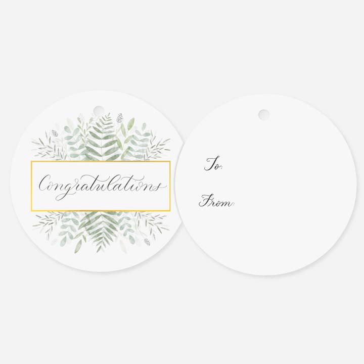 Blue Skies Lettering - Vendita all'ingrosso Etichetta regalo - Etichetta regalo rotonda "Congratulazioni" (Set di 6)