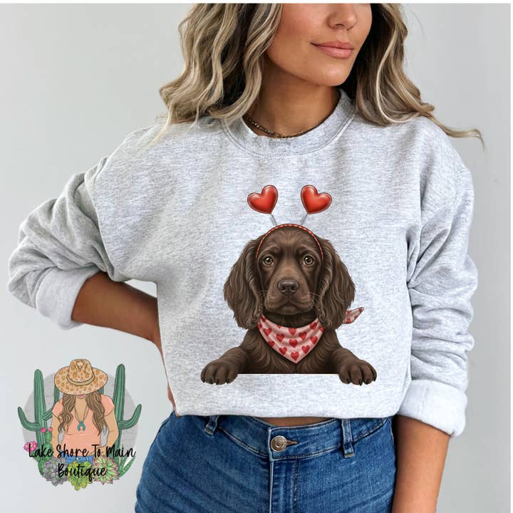 Cute Valentine's day sweatshirt - Valentine Cocker Spaniel for wholesale by Lake Shore To Main