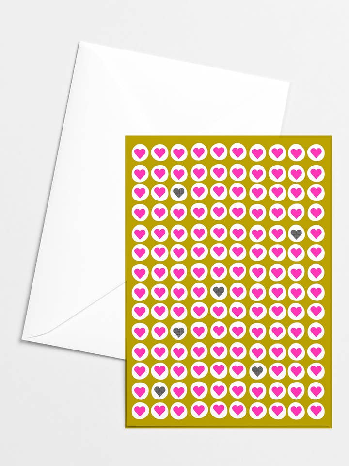 Mini-Herzen Risograph Grußkarte für den Großhandel von Mezzaluna Studio