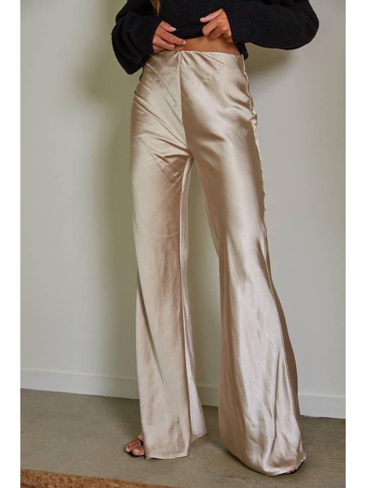 By Together - Wholesale Pants - Women's - L7695 | Woven Polyester Spandex Satin High Rise Pants