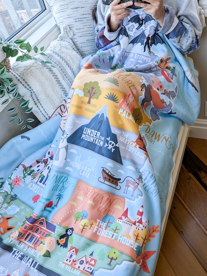 Travel Prythian Map Blanket | ACOTAR for wholesale by Narrative Threads