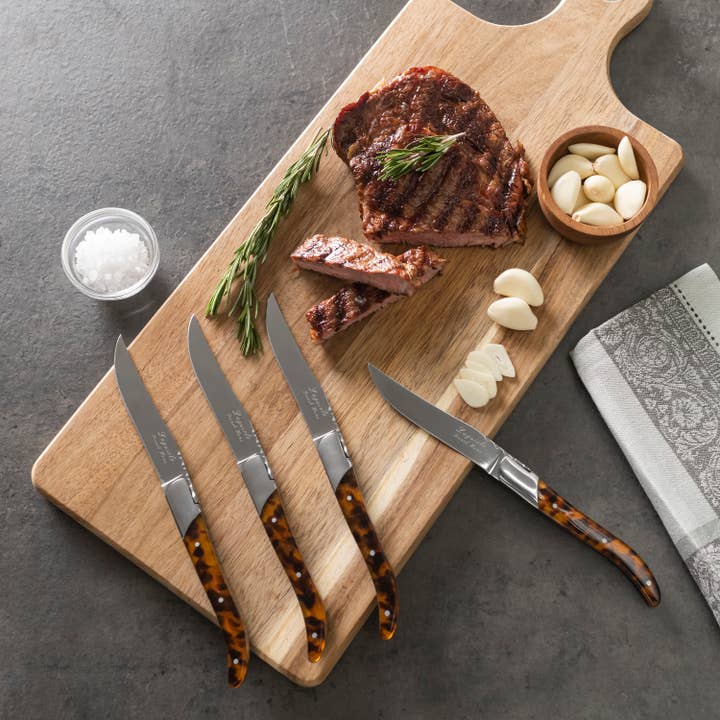 French Home - Wholesale Knife Set - Tortoise Shell 4-Piece Laguiole Connoisseur Steak Knife Set
