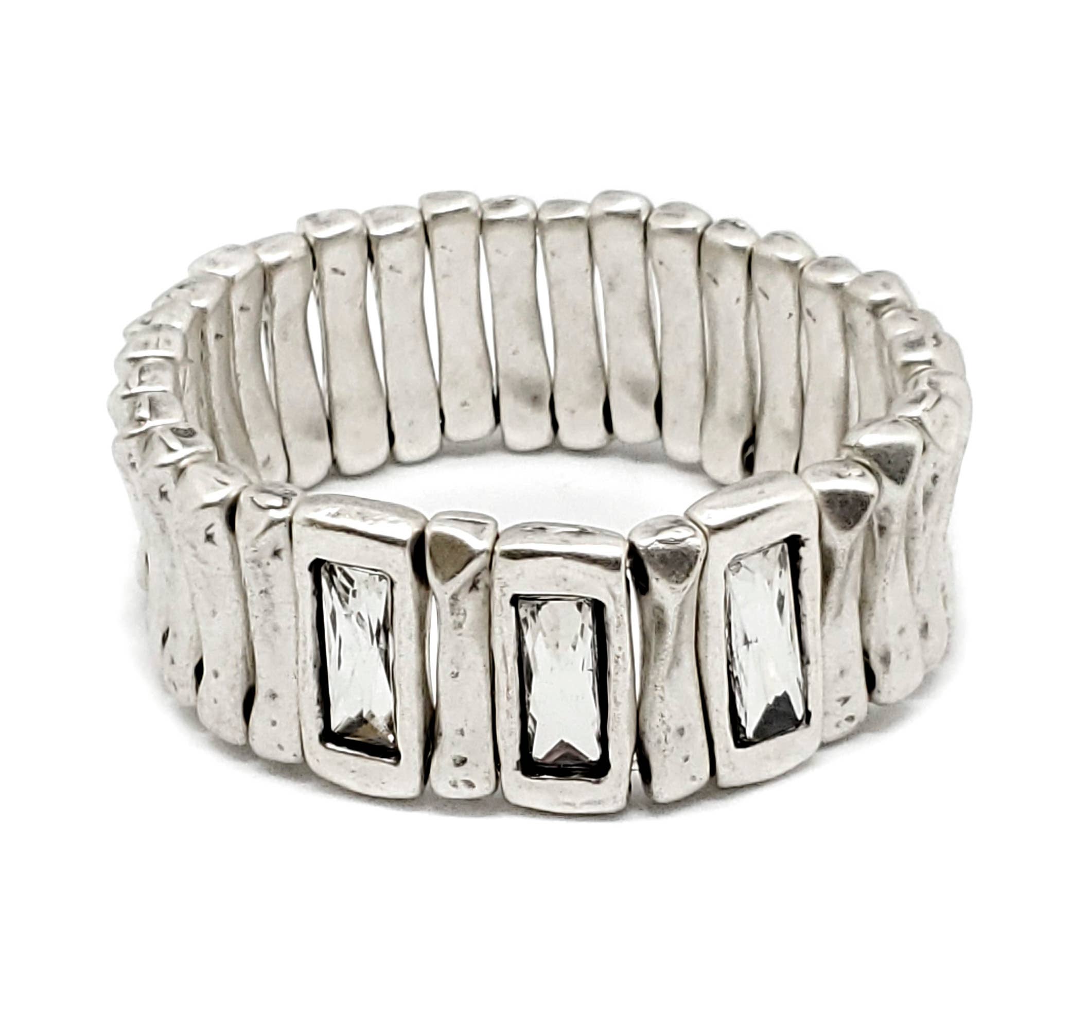 Chanour – Pulseira por atacado – Pulseira Articulada de Estanho com Cristal - NB2155 CLEAR1