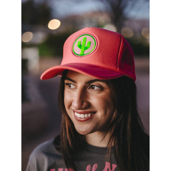 Iconic Arizona - Wholesale Trucker Hat - Unisex - Simple Saguaro Big Pink Foamy Trucker1