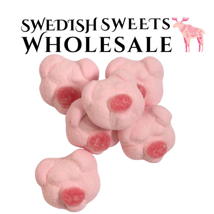 Svensk slik - Sure skumfidusgrise (1 kg / 2,2 lbs) for engroshandel hos Swedish Sweets Wholesale LLC - Swedish Candy