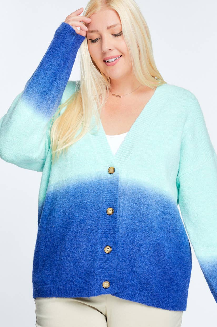 Davi & Dani - Wholesale Cardigan - Women's - OVERSIZE BUTTON DOWN CROPPED DYED SWEATER CARDIGAN0