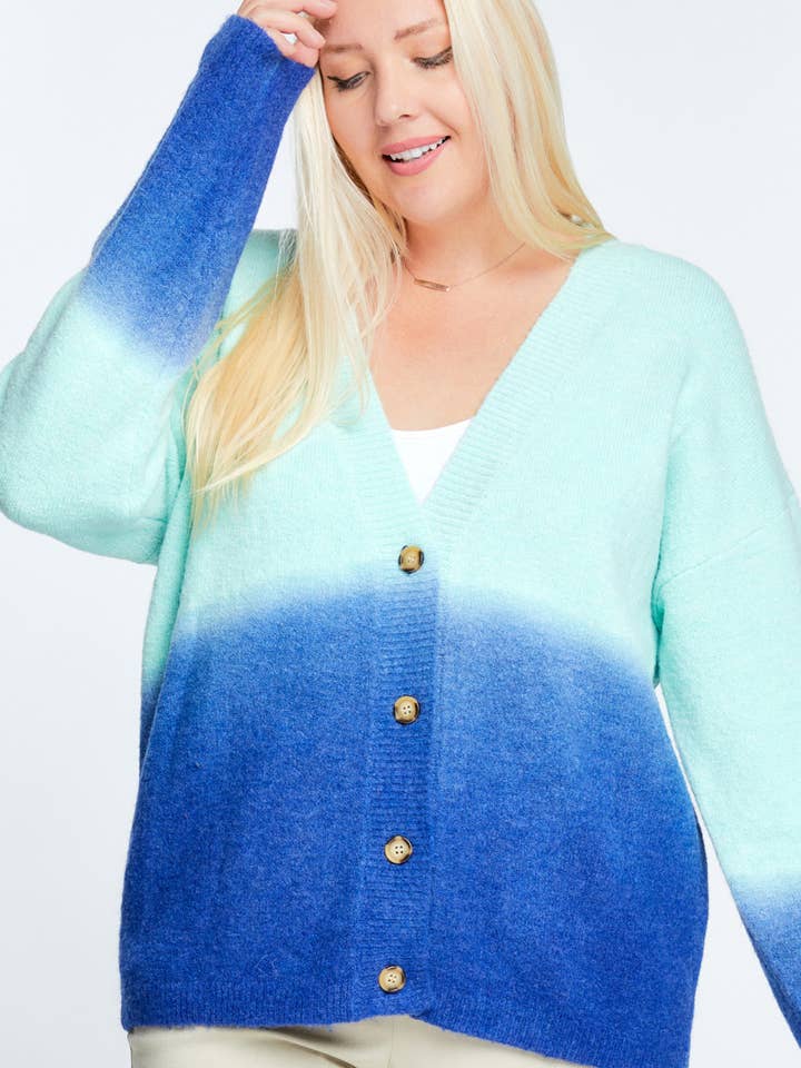 Davi & Dani - Wholesale Cardigan - Women's - OVERSIZE BUTTON DOWN CROPPED DYED SWEATER CARDIGAN