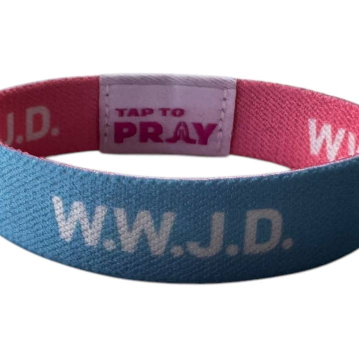 Versible - Wholesale Wristband - Tap To Prayâ„¢ Wristbands - Blue & Pink WWJD