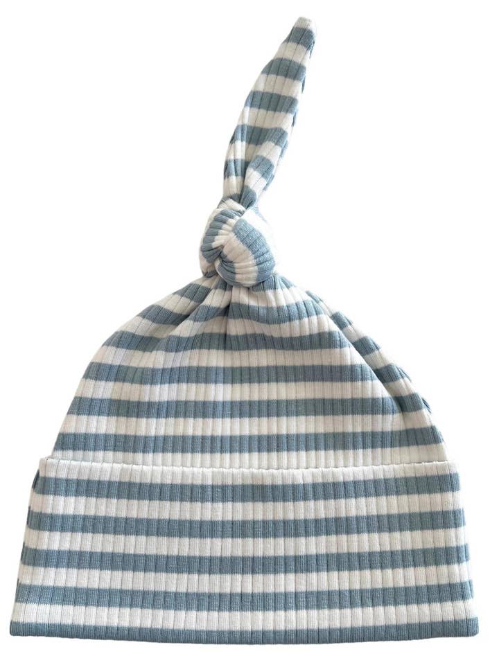 Dusty Blue Stripe / Organic Ribbed Beanie for wholesale by SIIX Collection