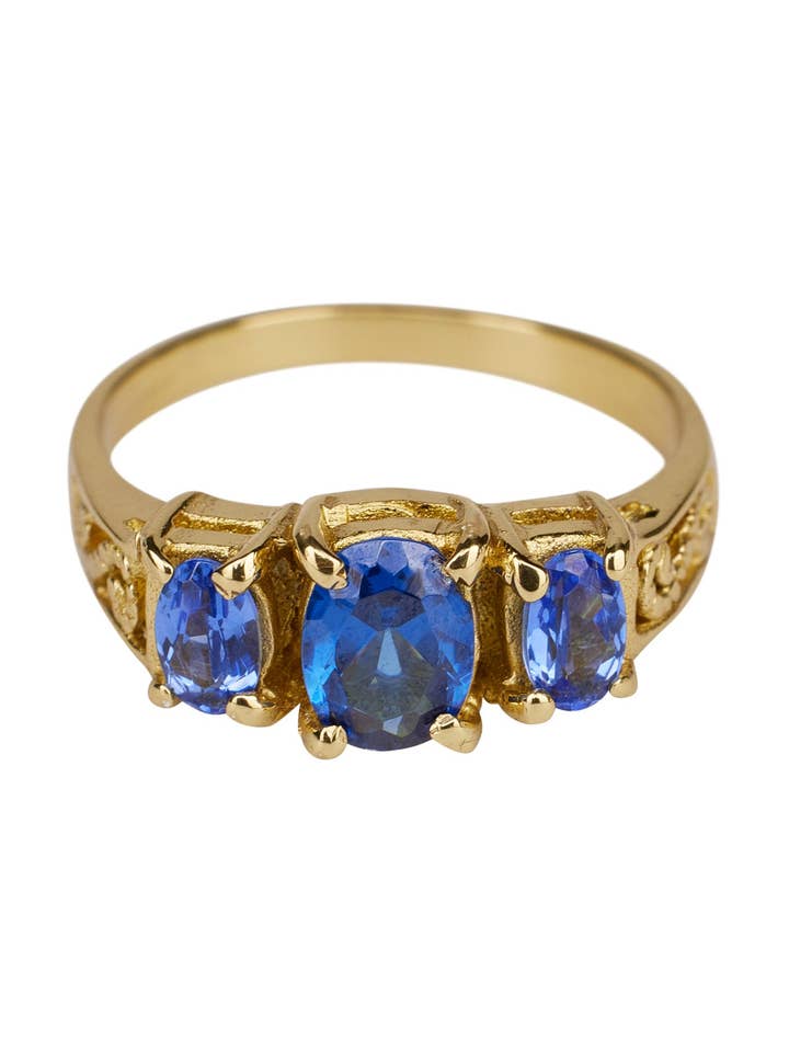 Brass vintage blue stone ring voor wholesale door XZOTA