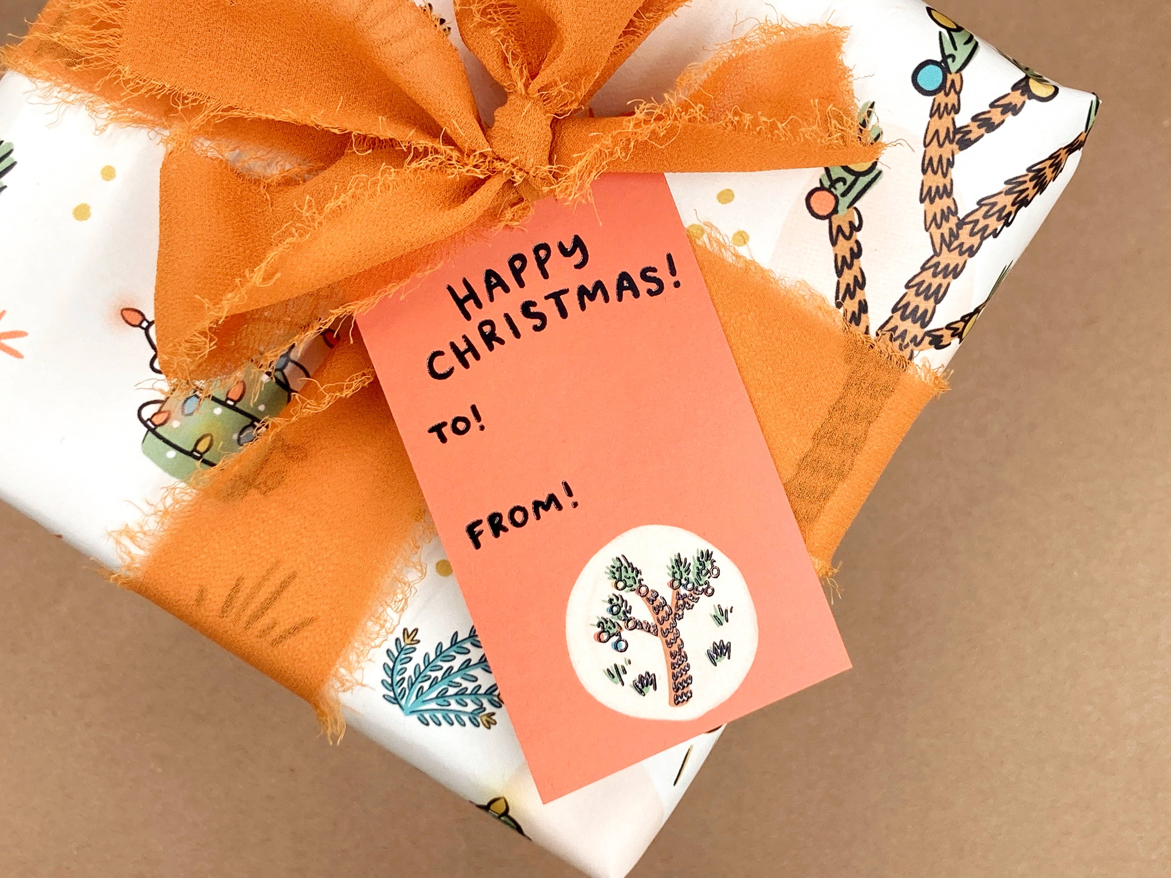 Abbie Ren Illustration - Wholesale Cadeaulabel - Kerst Cactus cadeaulabels - Set van 103