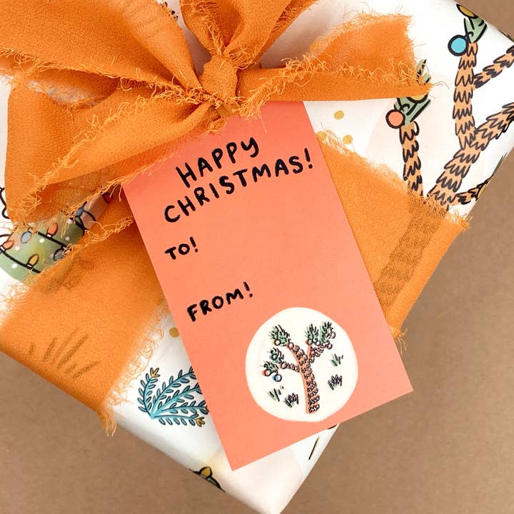 Abbie Ren Illustration - Wholesale Cadeaulabel - Kerst Cactus cadeaulabels - Set van 103