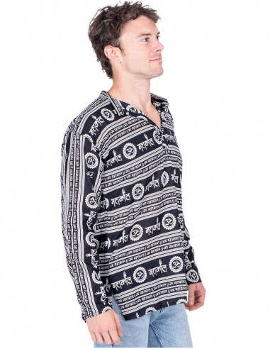 Black Men's Ethnic Print Shirt for wholesale on Faire2