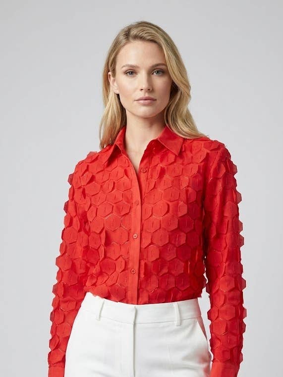 Camisa com Aplique de Hexágono por atacado de ELPPIS US