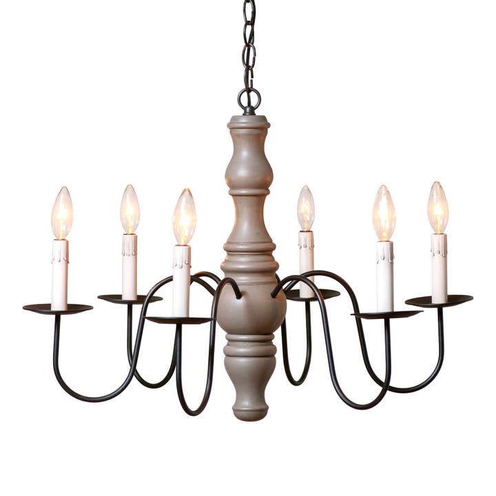 Lustre à 6 bras Gettysburg Woodspun Rustic Chic pour la vente par Irvin's Tinware