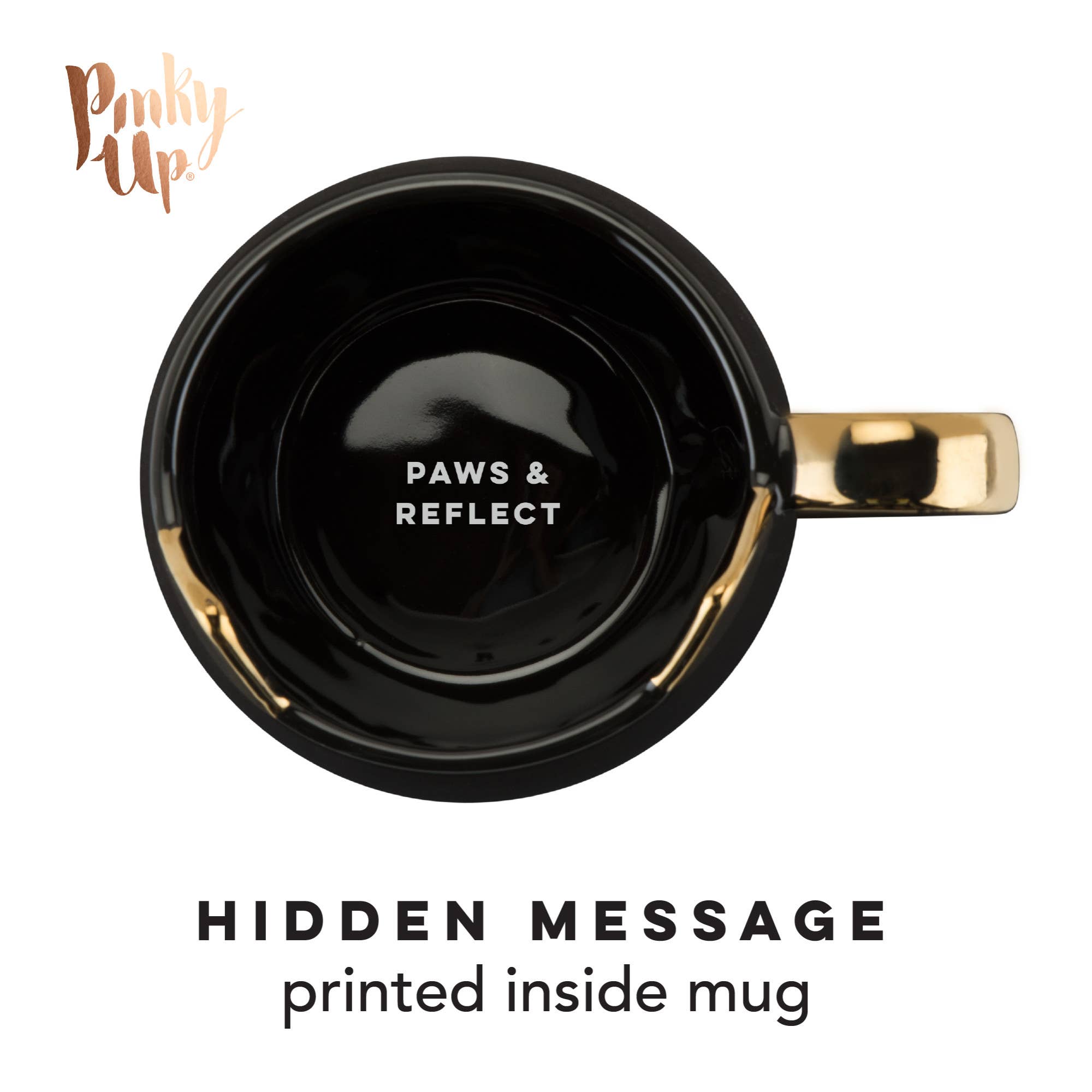Pinky Up - Wholesale Coffee Mug - Chloe™ Ceramic Mug Cat Paws and Reflect in Black and Gold6