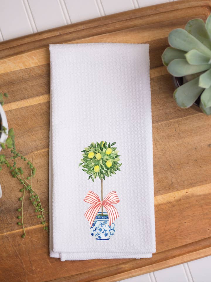 Spring Kitchen Towel – Lemon Topiary for wholesale by The Navy Knot