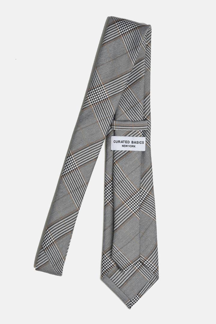 Curated Basics - Wholesale Necktie - Men's - Grey Glen Plaid Tie