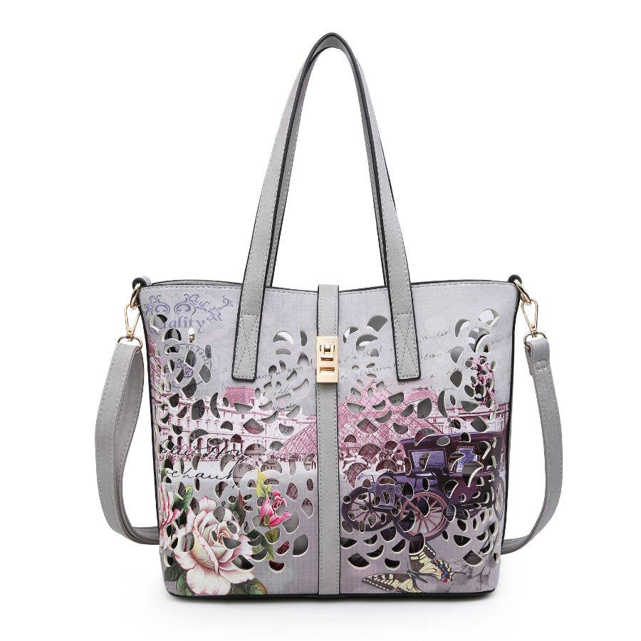 Papaya Fashion Ltd - Venta al por mayor Bolsa de asa- Mujer - Bolso de mano W1342 (YS1342) 2 en 1 cortado con láser con cierre abatible1