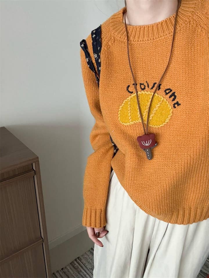 Marayn - Wholesale Knitted jumper – Women′s - Cute Korean Style Cartoon Letter Knit Sweater