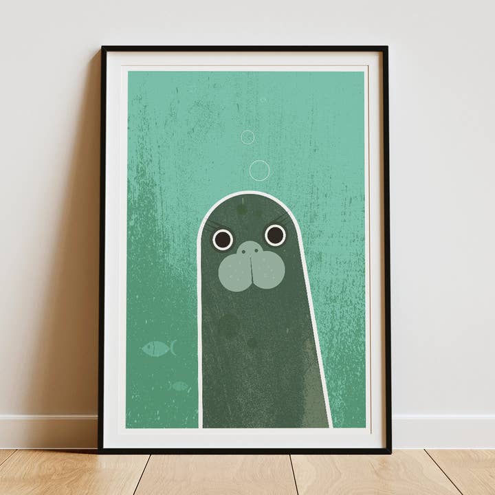 Phoque curieux 1 - Impression rétro pour la vente par Mr Watson Design