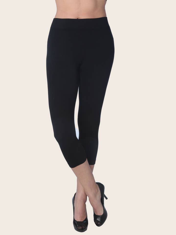 Isadora, Tipi toe, & James Fiallo - Wholesale Fashion Leggings - Women's - Women Isadora Black Seamless Capri High Waist Leggings