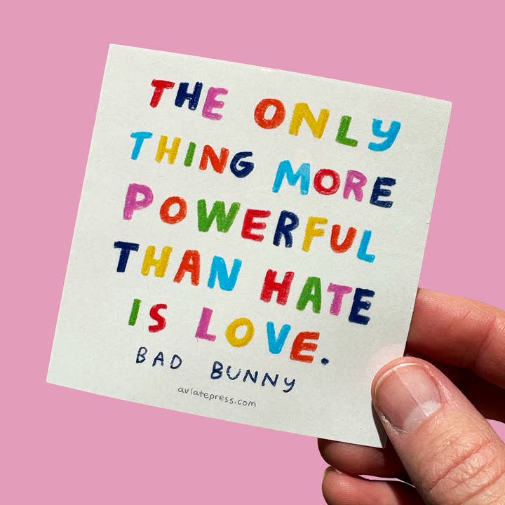 Rainbow Bad Bunny Quote Sticker for wholesale by Aviate Press