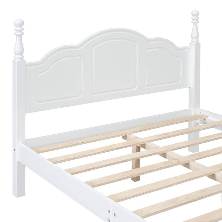Orange County Decor - Wholesale Bed - Full Size Wood Platform Bed Frame,Retro Style Platform Bed With Wooden Slat Support,White White Wood6