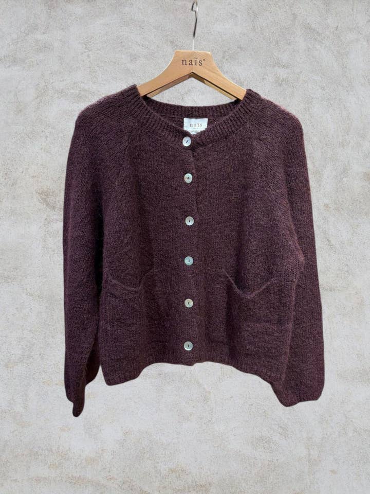 NAÏS PARIS – Cardigan - Mulher por atacado – Cardigan de gola redonda com mangas longas em kid mohair e lã23