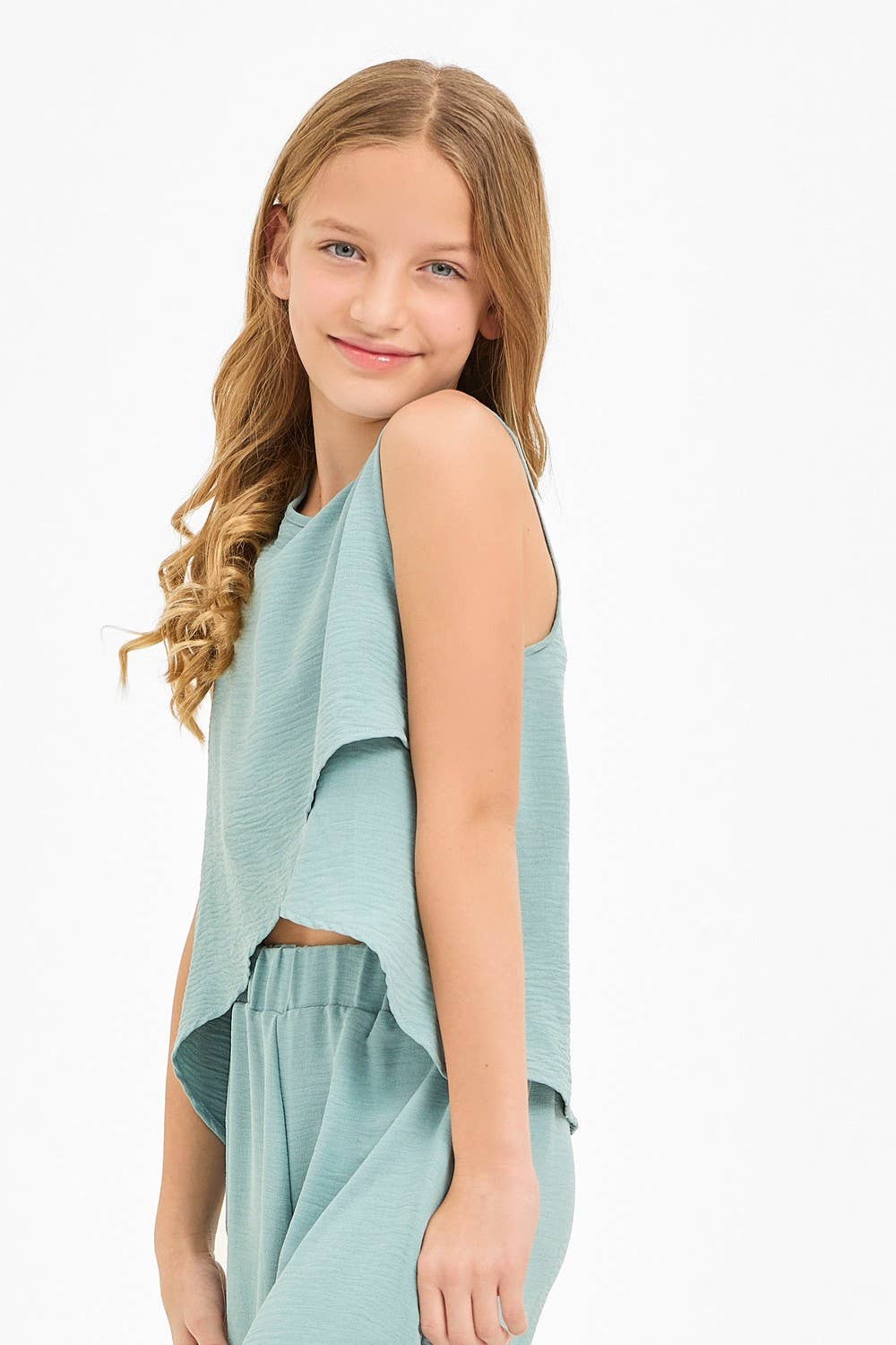 Good Girl - Wholesale T-Shirt - Kids - Wrap Design High-Low Sleeveless Blouse16