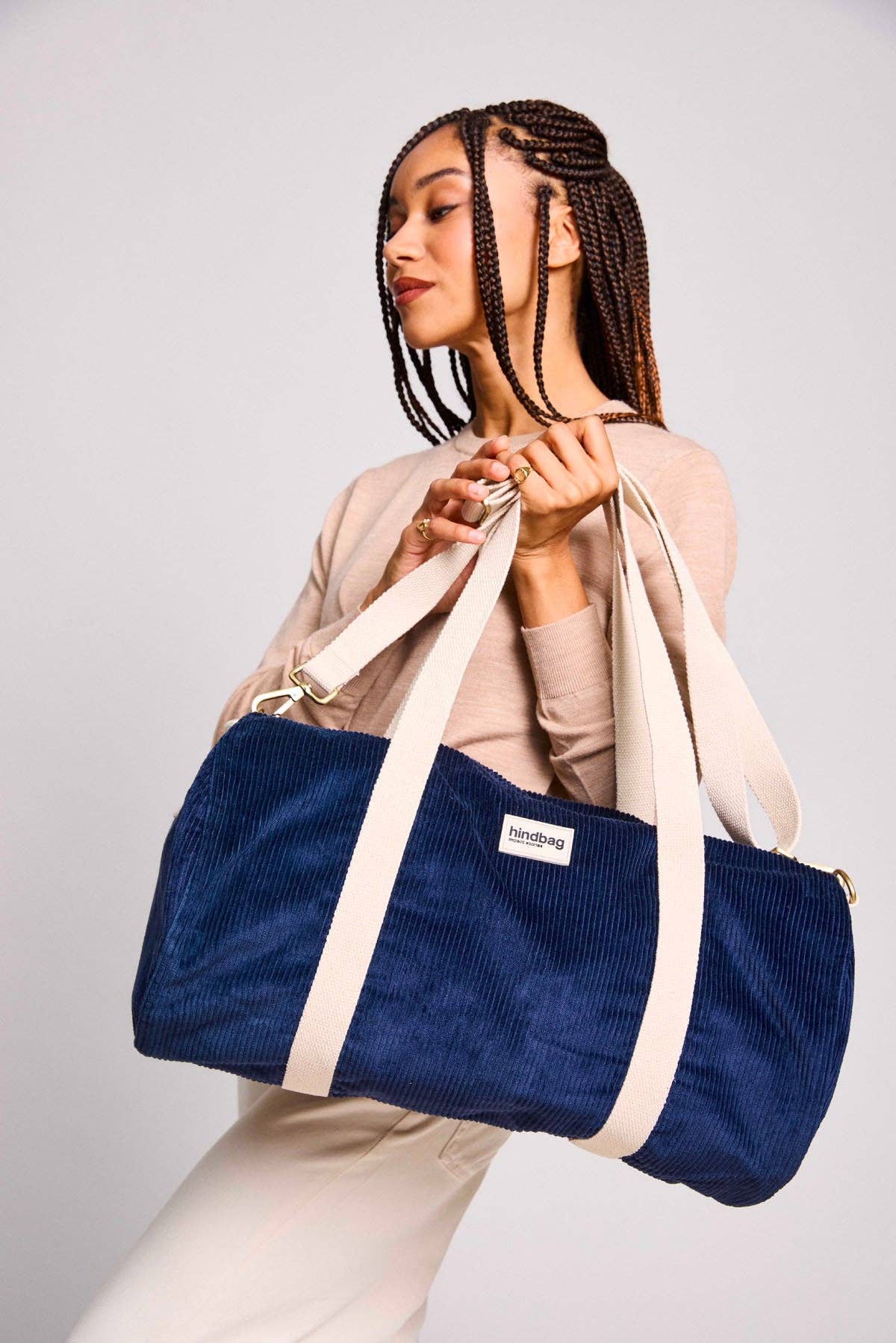 Hindbag – wholesale Weekender bag – women's – Simon Navy Velvet Duffel Bag0