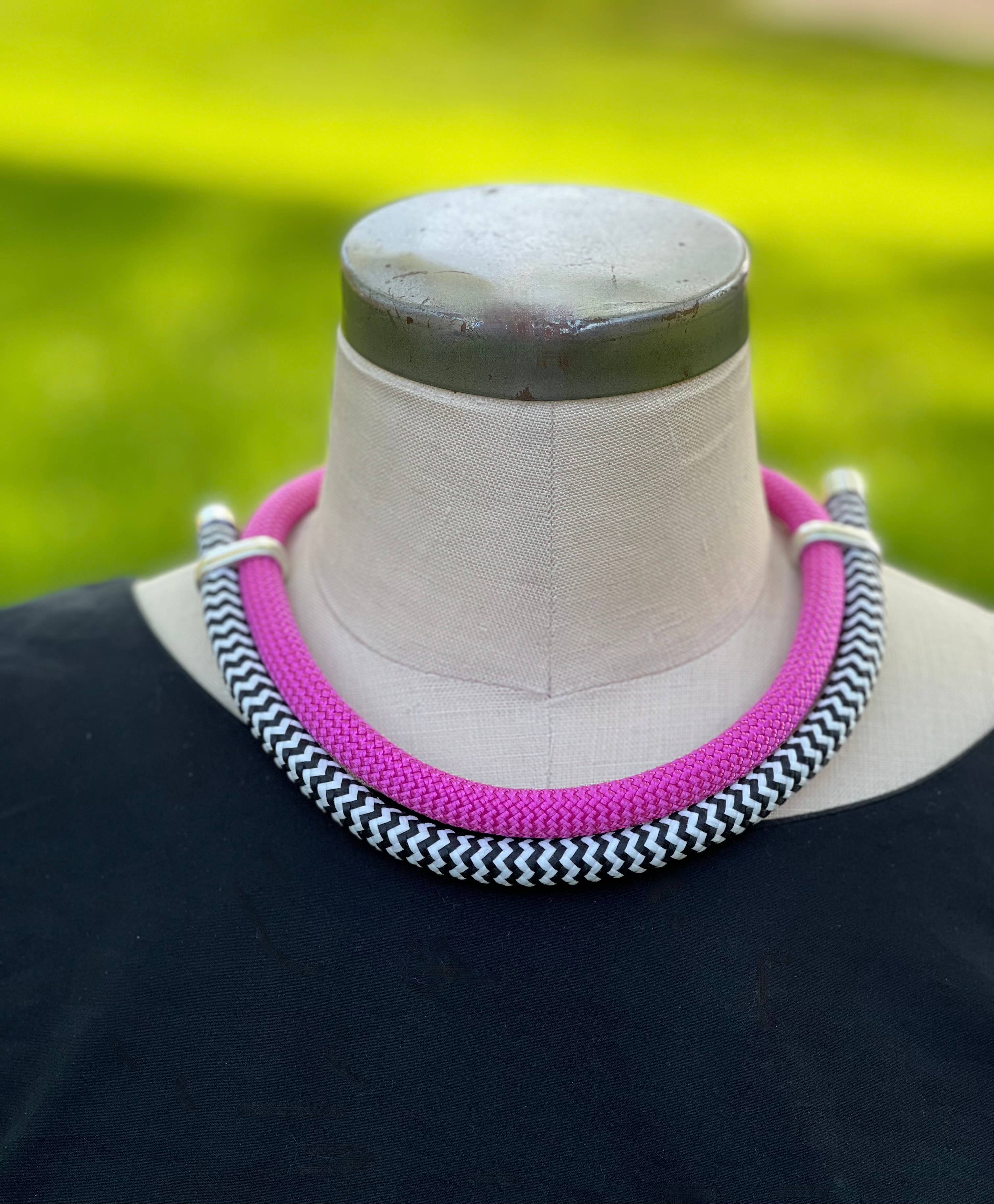 Alter Ego Designs - Wholesale Bib Necklace - ILLUMINATE: Modern Classic Soft Fiber Choker Fuchsia Pink