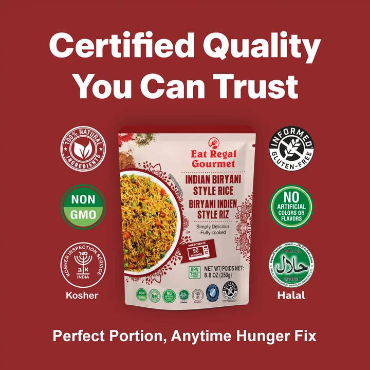 Regal Kitchen Foods - Wholesale Rice - Eat Regal Indian Biryani Style Rice Pouch, 8.8oz6