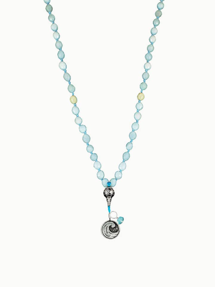Collar Mala Sivalya con elementos acuáticos y aguamarina para venta al por mayor de Sivalya
