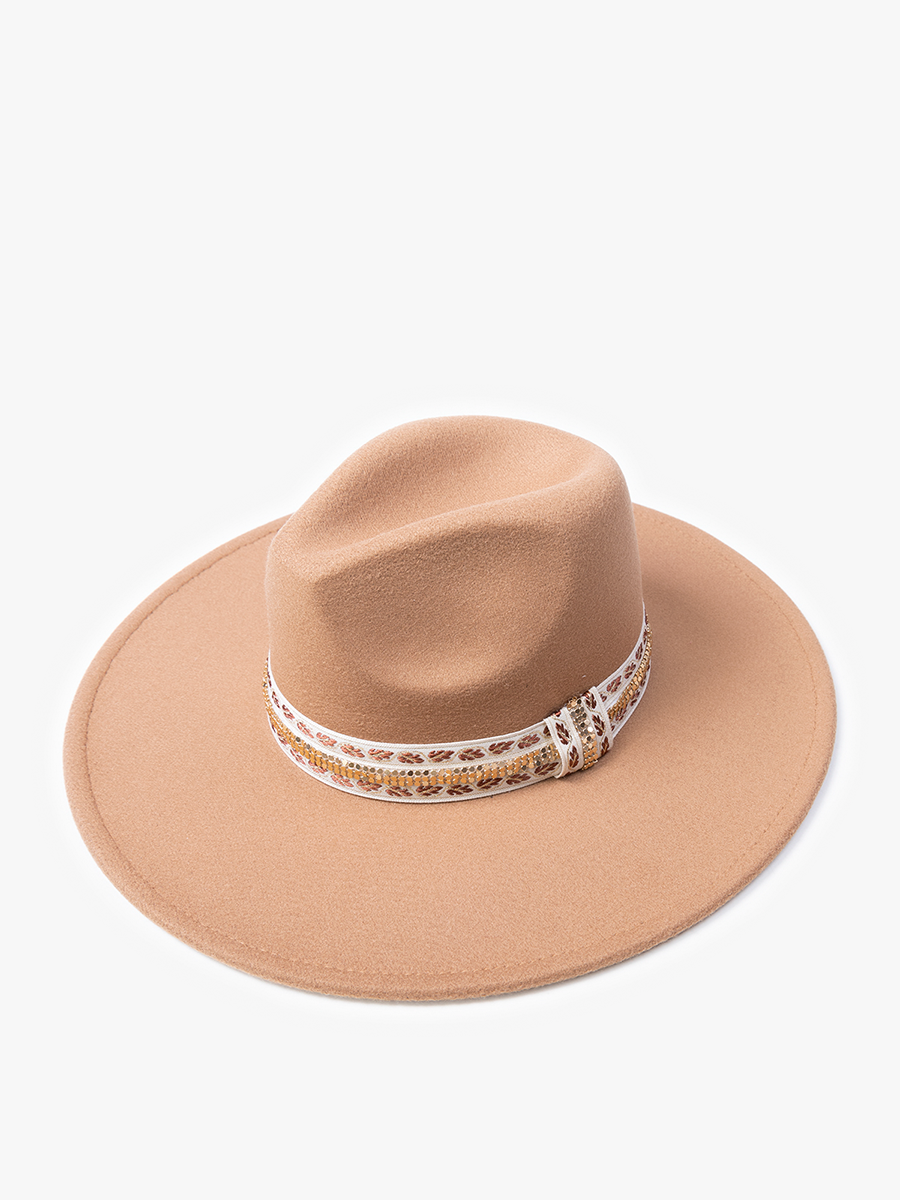 Jen & Co. - Wholesale Fedora - Women's - HAT2363 Genesis Fedora w/ Boho Two-Tone Band1