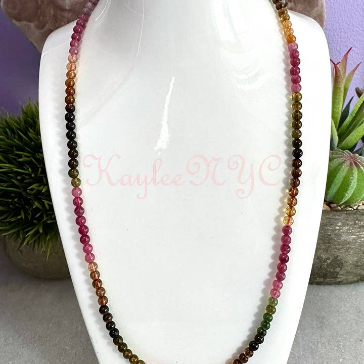 KayleeNYC - Wholesale Jewelry Set - Natural Watermelon Tourmaline 4mm 22” Bracelet/Necklace3