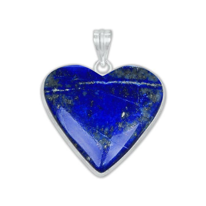 Handmade Jewels - Wholesale Individual charm/pendant - Lapis Lazuli Heart Pendants - Silver Plated, Mixed Sizes, Simple Works4