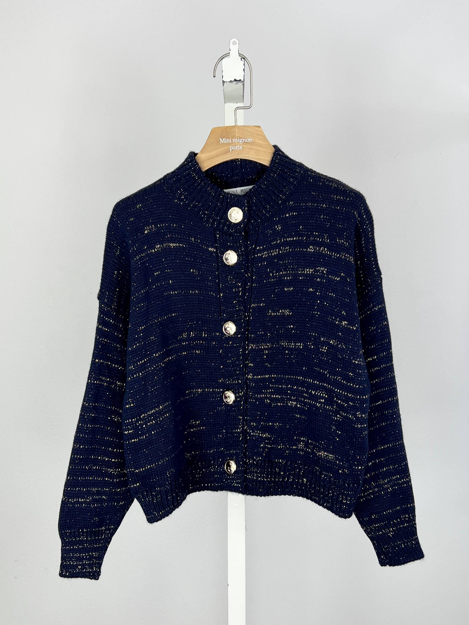 MINI MIGNON PARIS - Wholesale Cardigan - Kinderen - Gebreid vest met gouddraad voor meisjes4